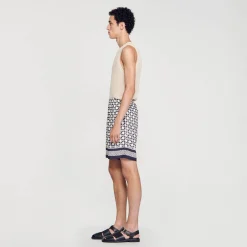 Sandro Paris Pantalones & Bermudas<Bermudas Con Estampado Square Cross