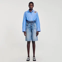 Sandro Paris Faldas & Shorts<Bermudas Vaqueras Con Cintura Doble