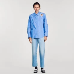 Sandro Paris Tops & Camisas<Camisa A Rayas Y Corazon De Brillantes