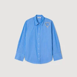 Sandro Paris Tops & Camisas<Camisa A Rayas Y Corazon De Brillantes