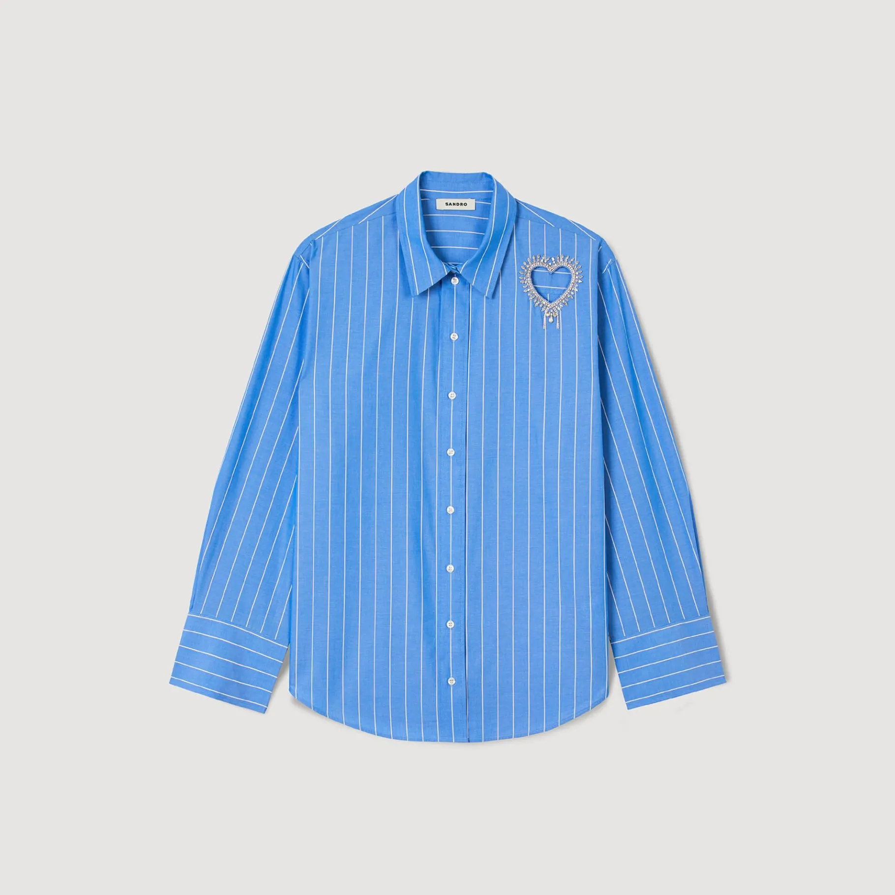 Sandro Paris Tops & Camisas<Camisa A Rayas Y Corazon De Brillantes