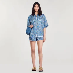 Sandro Paris Conjuntos<Camisa Ancha De Seda Con Flores