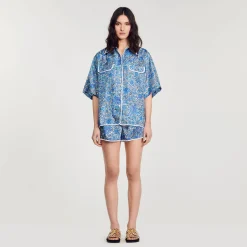 Sandro Paris Conjuntos<Camisa Ancha De Seda Con Flores