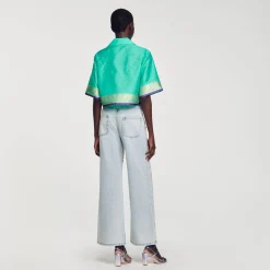 Sandro Paris Tops & Camisas<Camisa Corta De Jacquard Con Brillantes