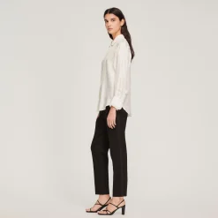 Sandro Paris Tops & Camisas<Camisa De Seda, Cuello Bordado Y Plisado