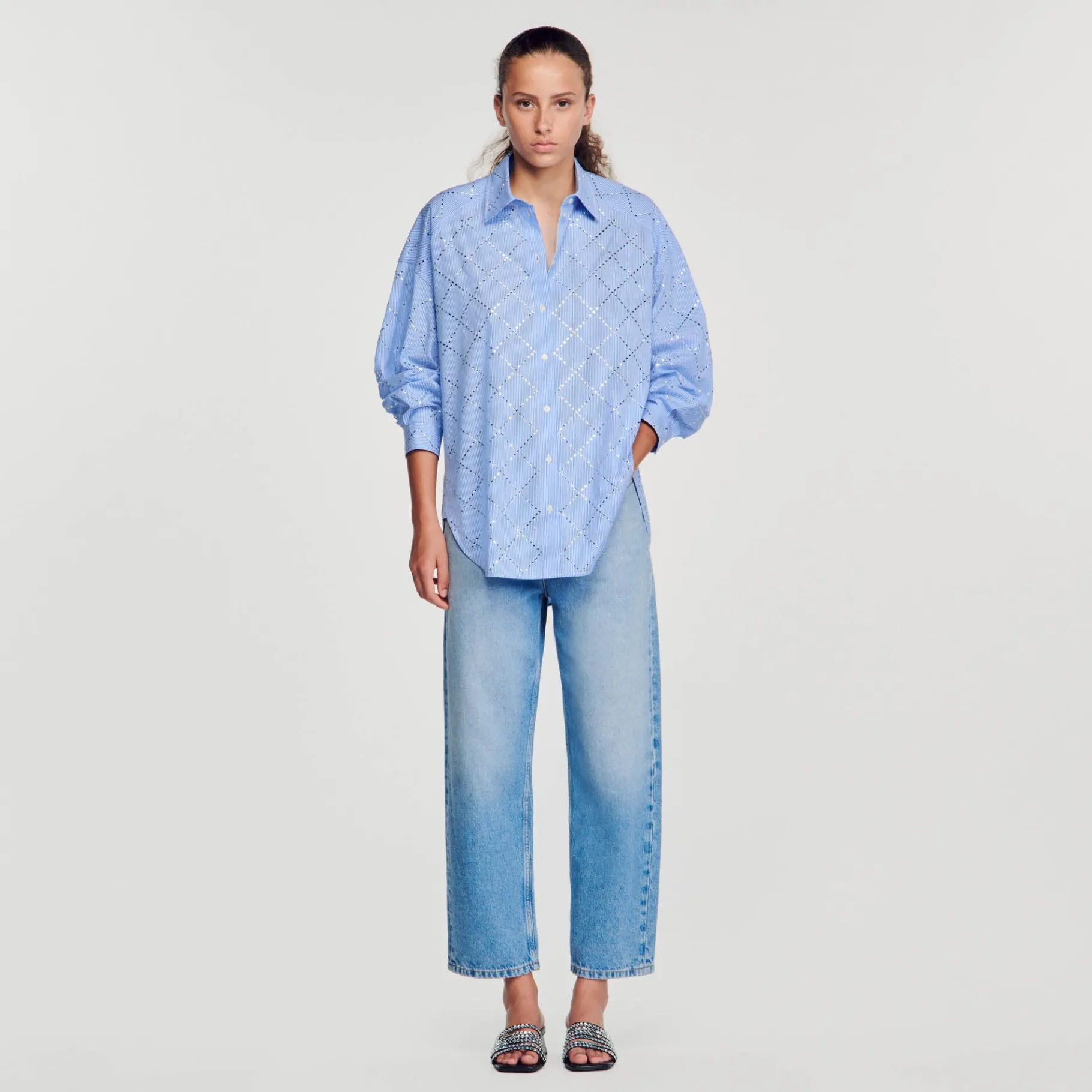 Sandro Paris Tops & Camisas<Camisa Oversize Con Estras