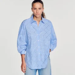 Sandro Paris Tops & Camisas<Camisa Oversize Con Estras