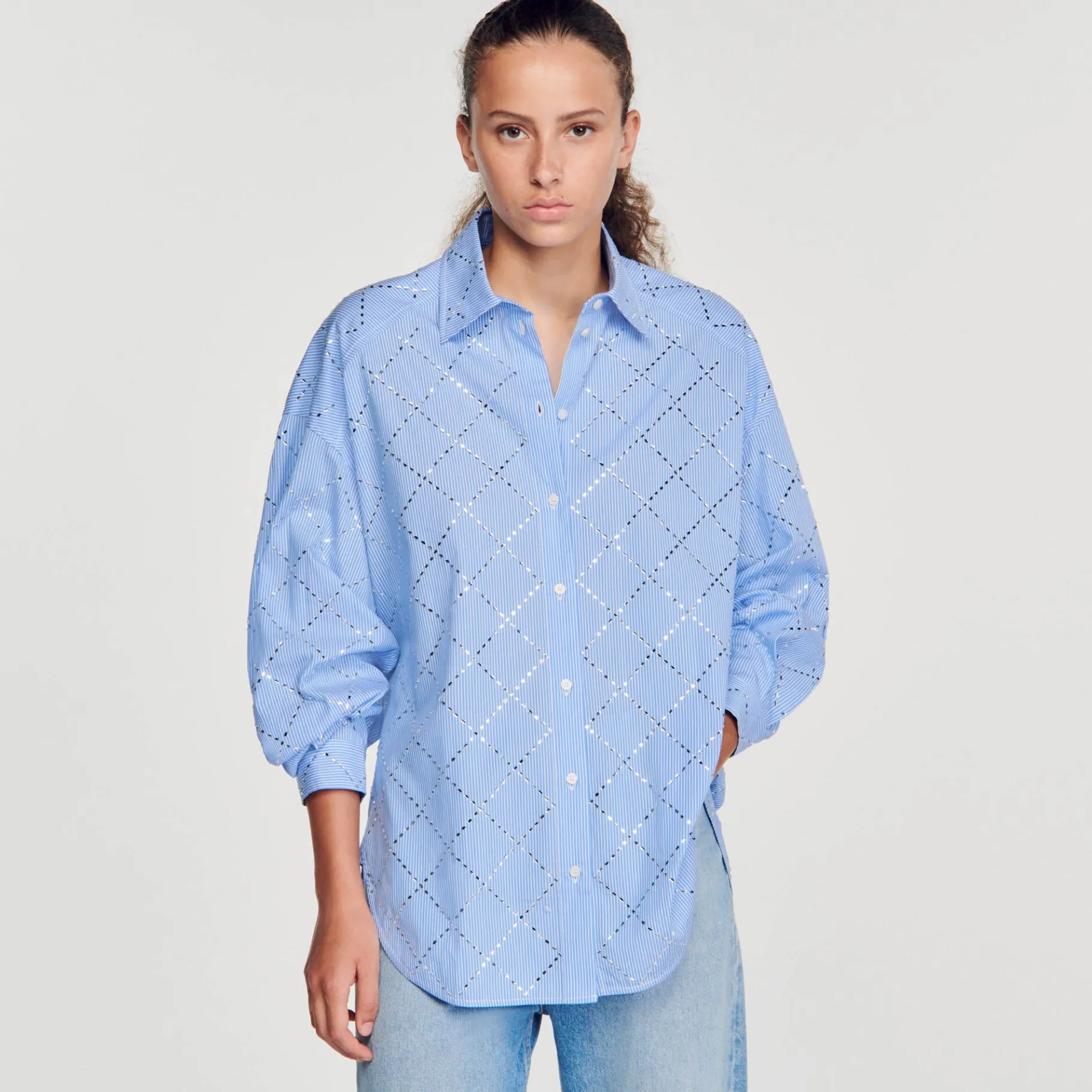 Sandro Paris Tops & Camisas<Camisa Oversize Con Estras