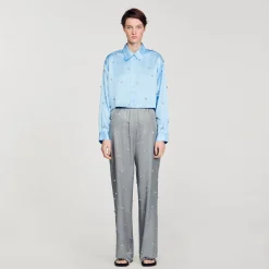 Sandro Paris Conjuntos<Camisa Satinada Decorada Con Strass