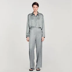 Sandro Paris Conjuntos<Camisa Satinada Decorada Con Strass