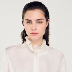 Sandro Paris Tops & Camisas<Camisa Seda Con Cuello Fruncido