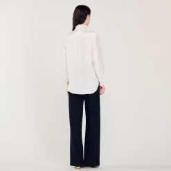 Sandro Paris Tops & Camisas<Camisa Seda Con Cuello Fruncido