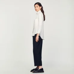 Sandro Paris Tops & Camisas<Camisa Seda Con Cuello Fruncido