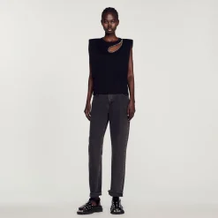 Sandro Paris Camisetas<Camiseta Con Strass Y Abertura De Gota