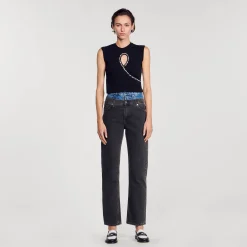 Sandro Paris Camisetas<Camiseta Corta Con Abertura Con Strass