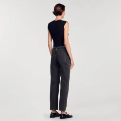 Sandro Paris Camisetas<Camiseta Corta Con Abertura Con Strass