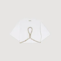 Sandro Paris Camisetas<Camiseta Corta Con Brillantes