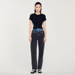 Sandro Paris Camisetas<Camiseta Decorada Con Brillantes