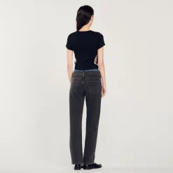 Sandro Paris Camisetas<Camiseta Decorada Con Brillantes