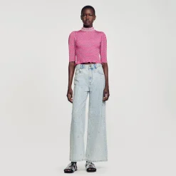 Sandro Paris Camisetas<Camiseta Fruncida Estampada