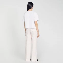 Sandro Paris Camisetas<Camiseta Rosa Con Estras