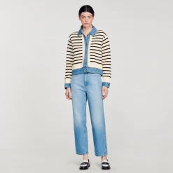 Sandro Paris Jerseys & Cárdigans<Cardicoat De Punto A Rayas Y Denim