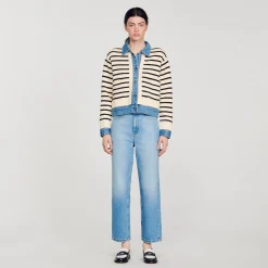Sandro Paris Jerseys & Cárdigans<Cardicoat De Punto A Rayas Y Denim