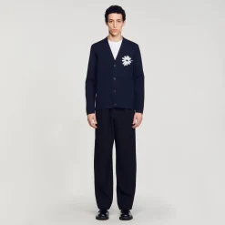 Sandro Paris Jerséis & Chalecos<Cardigan De Punto Con Flor De Jacquard