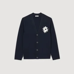 Sandro Paris Jerséis & Chalecos<Cardigan De Punto Con Flor De Jacquard