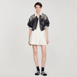 Sandro Paris Cazadoras & Chaquetas<Cazadora De Cuero Con Cristales