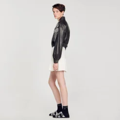 Sandro Paris Cazadoras & Chaquetas<Cazadora De Cuero Con Cristales