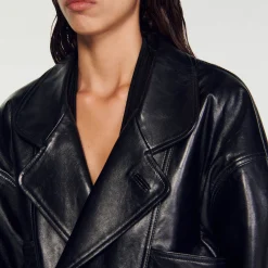 Sandro Paris Abrigos<Cazadora De Cuero Sobredimensionada