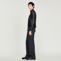 Sandro Paris Pieles<Cazadora De Piel Con Acabados Acolchados