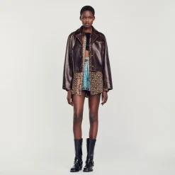 Sandro Paris Cazadoras & Chaquetas<Cazadora De Piel Envejecida