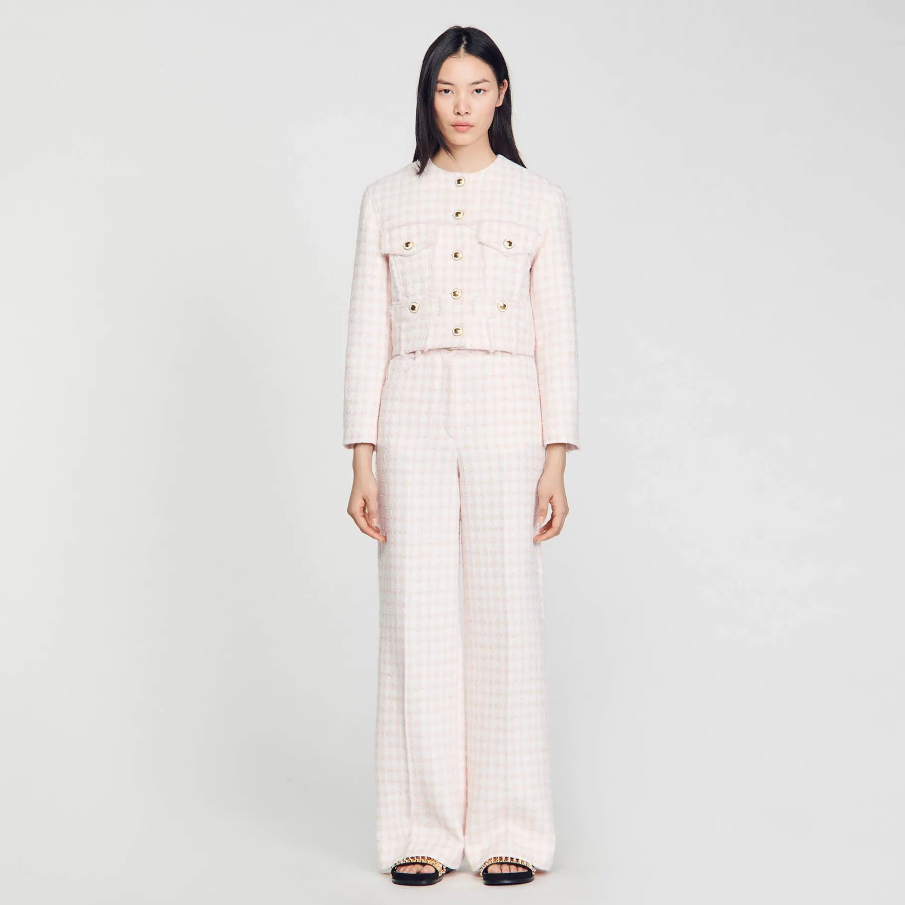 Sandro Paris Conjuntos<Chaqueta Corta De Sarga De Fantasia