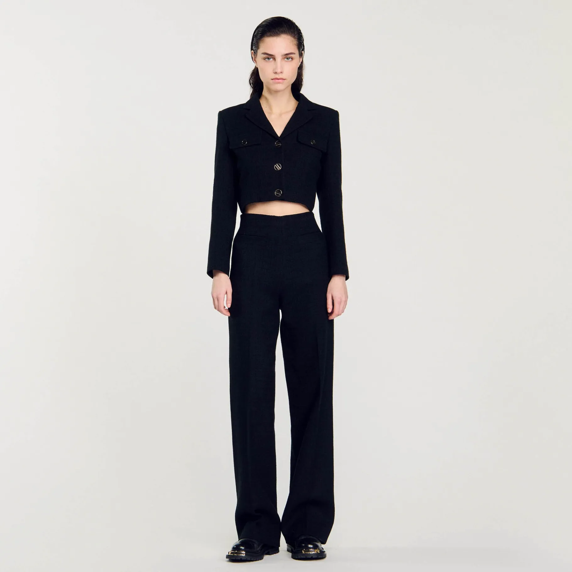 Sandro Paris Trajes<Chaqueta Corta De Tweed Abotonada