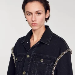Sandro Paris Abrigos<Chaqueta Oversize De Denim Con Strass