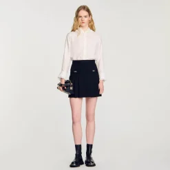 Sandro Paris Faldas & Shorts<Falda Corta Con Pliegues Pespunteados