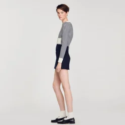 Sandro Paris Trajes<Falda Corta De Sarga De Lana