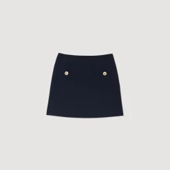 Sandro Paris Trajes<Falda Corta De Sarga De Lana