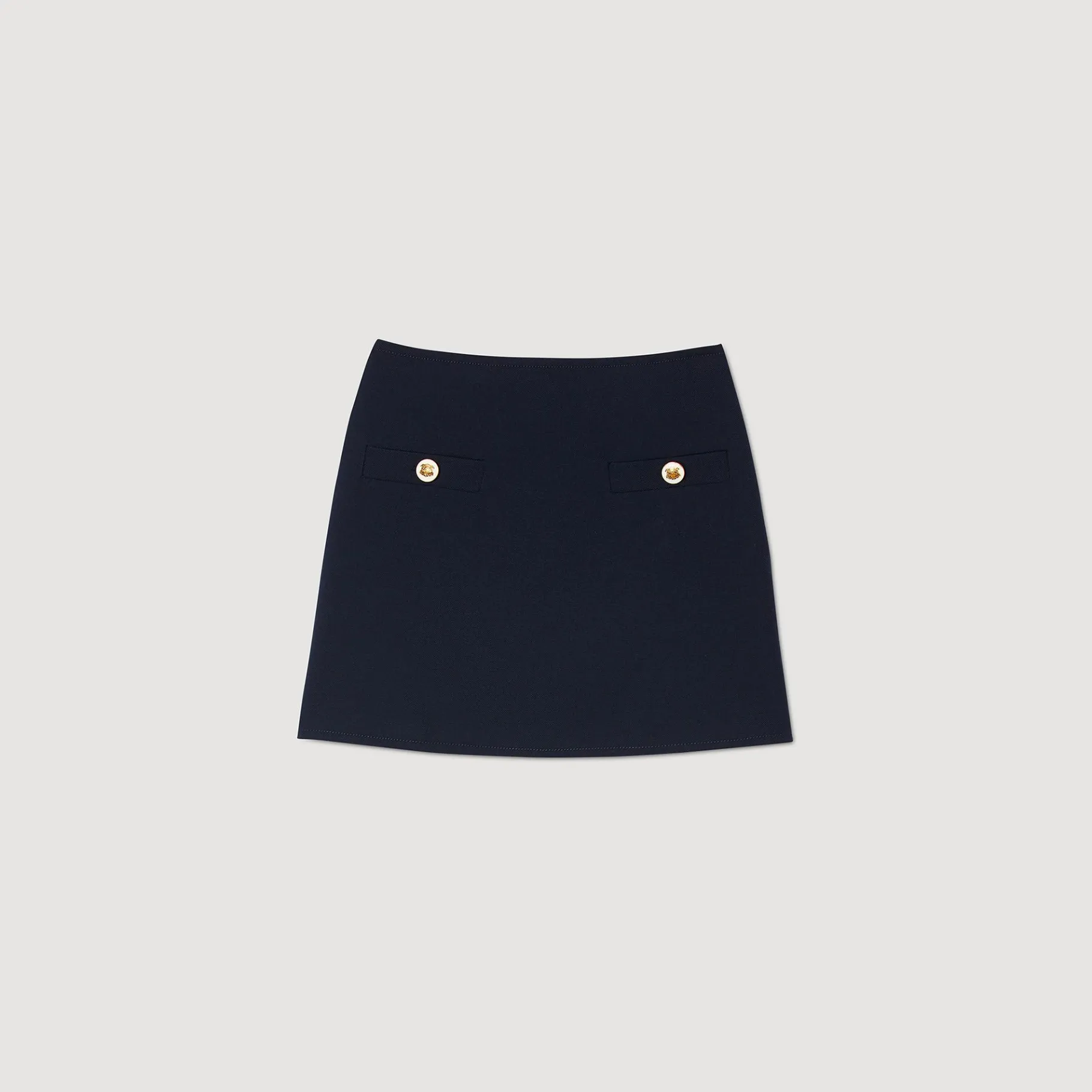 Sandro Paris Trajes<Falda Corta De Sarga De Lana