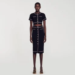 Sandro Paris Conjuntos<Falda Midi Con Estras