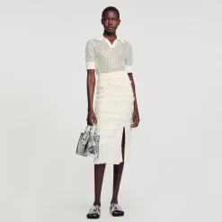 Sandro Paris Conjuntos<Falda Midi De Punto Calado