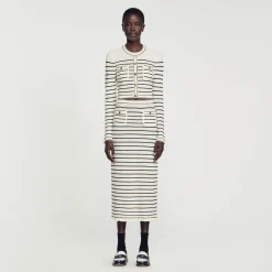 Sandro Paris Conjuntos<Falda Midi De Punto De Rayas