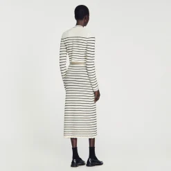 Sandro Paris Conjuntos<Falda Midi De Punto De Rayas