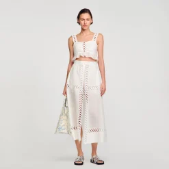 Sandro Paris Faldas & Shorts<Falda Pantalon Larga De Mezcla De Lino