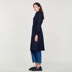 Sandro Paris Abrigos<Gabardina Con Inserto Plisado