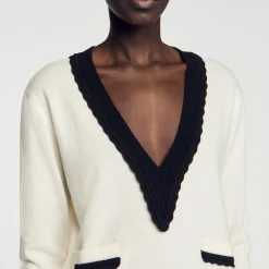 Sandro Paris Jerseys & Cárdigans<Jersey Con Cuello De Pico Bicolor