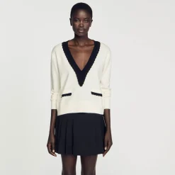 Sandro Paris Jerseys & Cárdigans<Jersey Con Cuello De Pico Bicolor