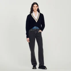 Sandro Paris Jerseys & Cárdigans<Jersey Con Cuello En V En Contraste